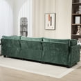 thumbnail image 6 of 111.42*32.28 inches Comfortable three-seater chenille fabric sofa, soft to sit on, with super soft cushions and side pockets, suitable for living room, apartment. Three-seater deep sofa,Dark Green, 6 of 8