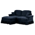 thumbnail image 2 of JERFIT Mid Century Modular Loveseat with Ottoman, L-Shaped Chenille Sofa Couch, Flared Arms & Removable Ruffle Skirt, Blue, 2 of 10