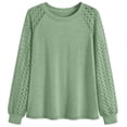 thumbnail image 3 of SUNBS Women Blouses Hollow-Out Lace Tops Crew Neck Long Sleeve Shirts for Women Trendy Clothes, 3 of 8