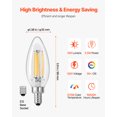 thumbnail image 4 of VEVOR LED Candelabra Bulbs,12-Pack Dimmable Chandelier Light Bulbs,Vintage Clear Glass Candle Light Bulb with 2725K Warm Lighting, 90+ High CRI & E12 Base for Chandeliers, Wall Sconces & Table Lamps, 4 of 9