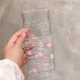 thumbnail image 4 of Glitter Woman Case for Galaxy Z Flip 3 Cute Line Flower, Pretty Girls Case for Samsung Z Flip 3 Pink Tulip Print, Clear Floral Case for Z Flip 3 Hinge Protector, Kawaii Shiny Case for Z Flip 3 (Tulip), 4 of 14
