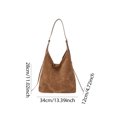 thumbnail image 2 of HUISZJ Retro Suede Shoulder Bag, PU Leather Slouchy Handbag, Large Capacity Tote Bag for Women Travel Work (Brown), 2 of 10