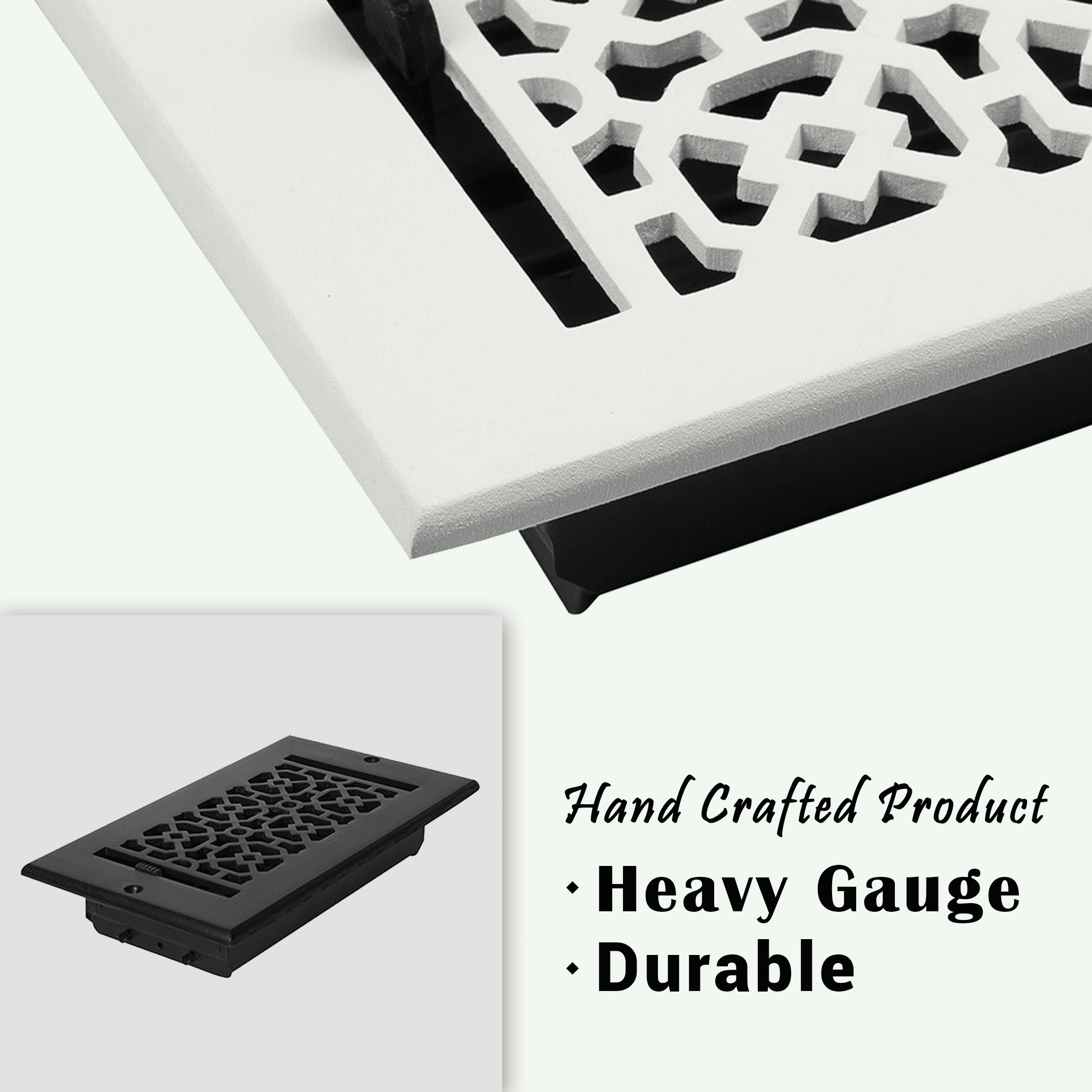 Achtek Air Supply Vent 4"x 8" Duct Opening (Overall 5-1/2"x 9-3/4") Solid Cast Aluminium Register Cover | Powder Coated