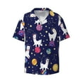 thumbnail image 4 of Uemuo Lama in Space Pattern Cotton Linen Short Sleeve Shirts,Casual Lightweight Button Down Shirts,Vacation Beach Summer Tops-4X-Large, 4 of 7