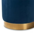 thumbnail image 2 of Bowery Hill Modern Upholstered Velvet Ottoman in Navy Blue and Gold, 2 of 6