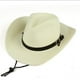thumbnail image 2 of Sombrero de playa plegable unisex de ala ancha tejido a crochet Vorkoi Cowboy, paja de papel, color blanco crema, 2 of 6