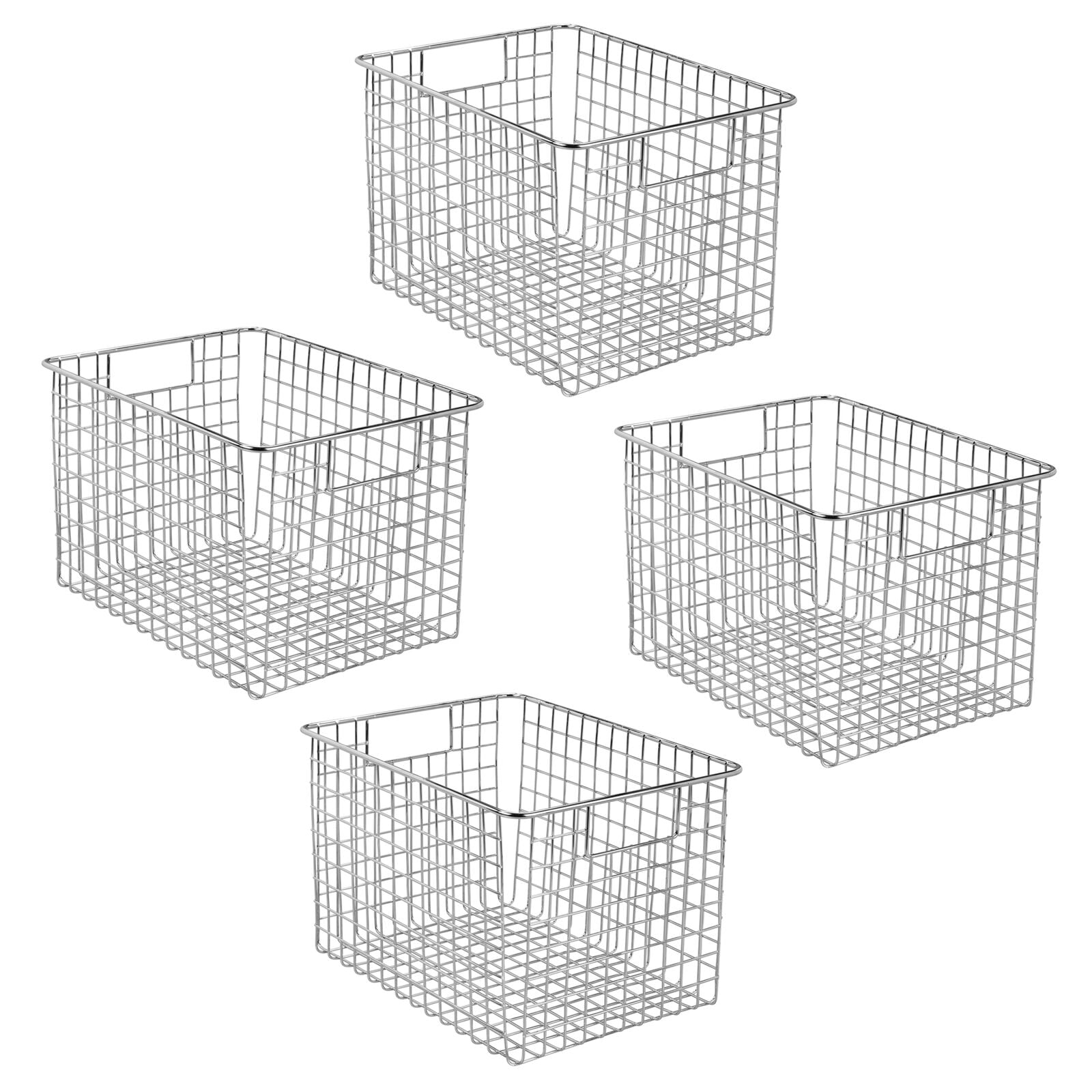 mDesign Metal Wire Food Storage Basket Organizer with Handles for