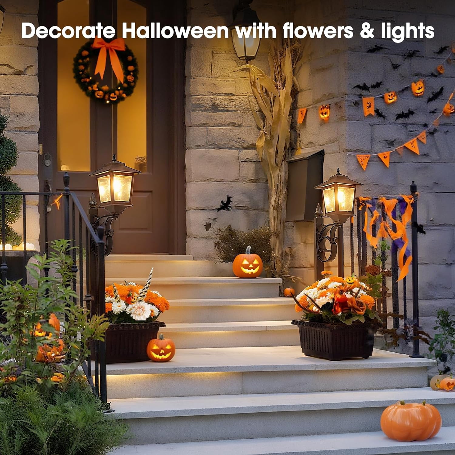 Solar Lamp Post with Planter - 20LM Glass Outdoor Light, Waterproof, Freestanding or Wall-Mounted for Lawn, Patio, Door