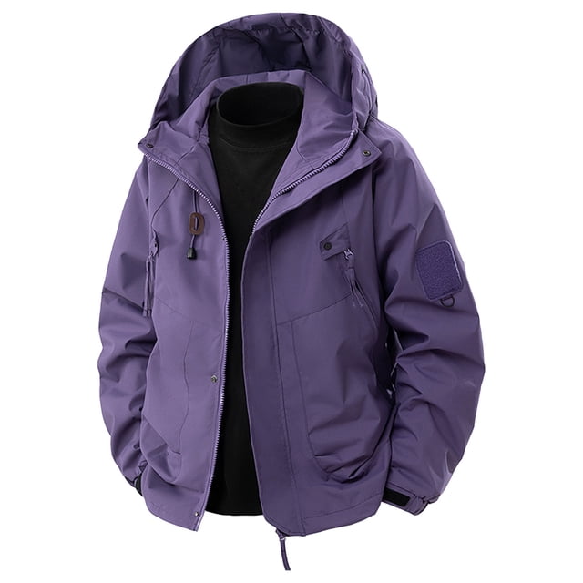 LNWUY Manteau Imperméable de Randonnée pour Homme avec Fermeture Éclair, Poche, Coupe-Vent, Camping, Vélo, Course, Randonnée, Manteaux Violet P