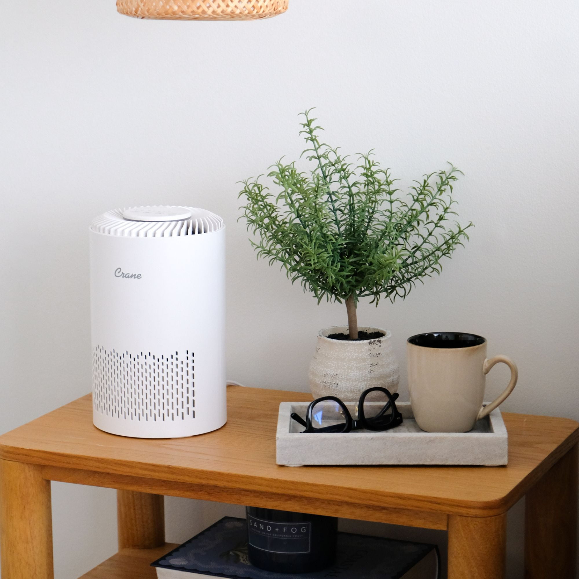 Crane True HEPA Air Purifier, Up To 150Sq. Ft., With Aroma Tray, Night Light, Adjustable Fan Speed and Timer Function