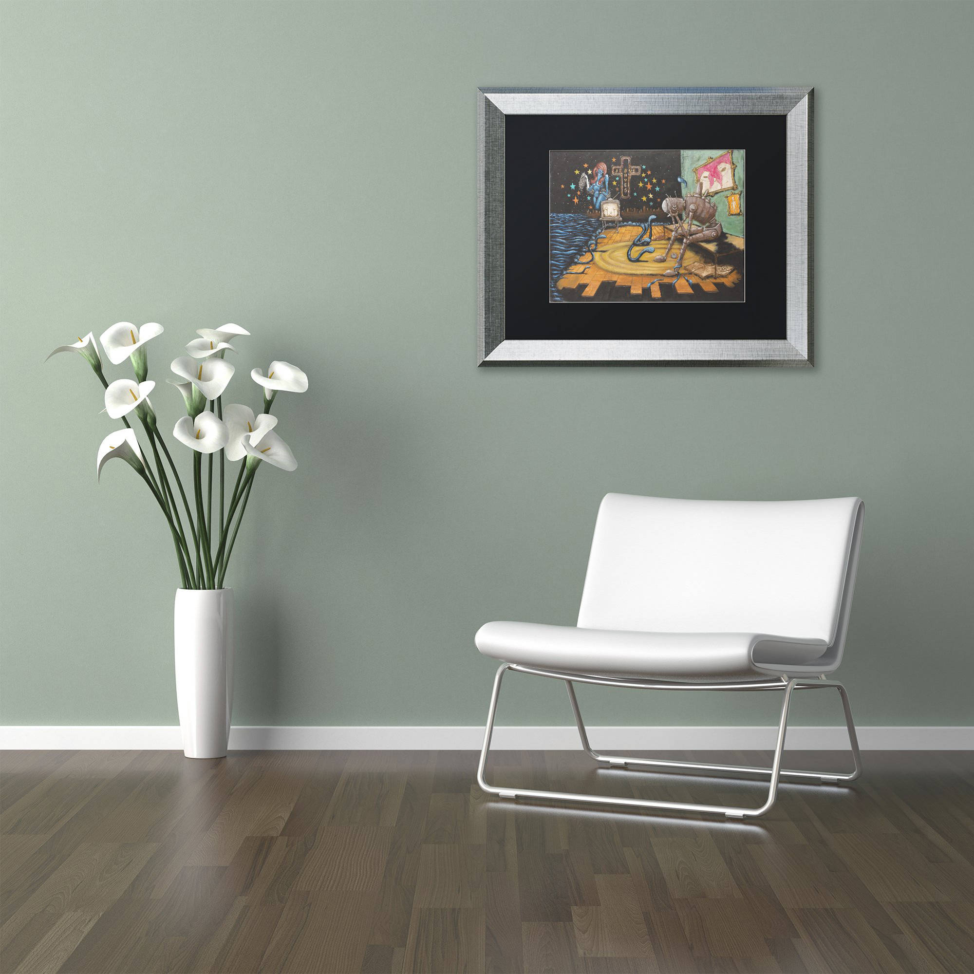 Trademark Fine Art 'Jesus Saves' Canvas Art by Craig Snodgrass, Black Matte, Silver Frame