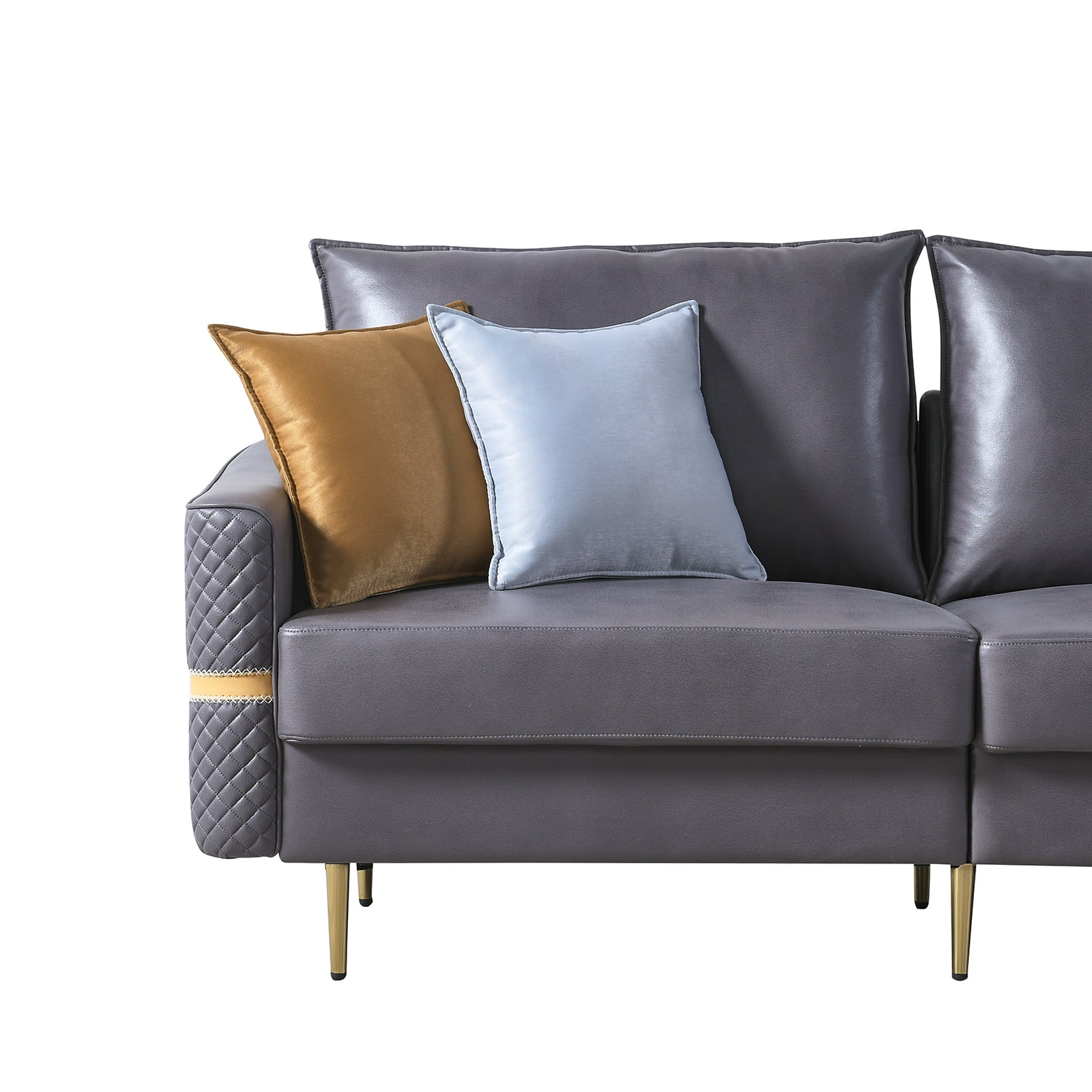 Kadyn Loveseat Sofa Couch, 73.22" Fabric Couch with 2 Pillows, Modern Upholstered Sofa for Bedroom, Dary Grey