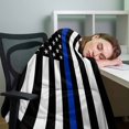 thumbnail image 4 of Flannel Fleece Throw Blanket USA Flag Thin Blue Line Star Lightweight Soft Plush Blankets,America Law Enforcement Flags Cozy Warm Throw Blanket for Couch Sofa Bed Car Office All Season Use 50x60in, 4 of 9