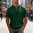 thumbnail image 5 of Short Sleeve Tops for Men Waffle Knit Henley Neck T-shirts Casual Loose Fit Summer Soft Basic Tee Shirts, 5 of 6