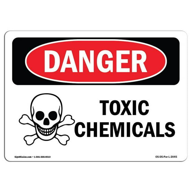 SignMission OS-DS-A-1218-L-2045 12 x 18 in. OSHA Danger Sign - Toxic Chemicals