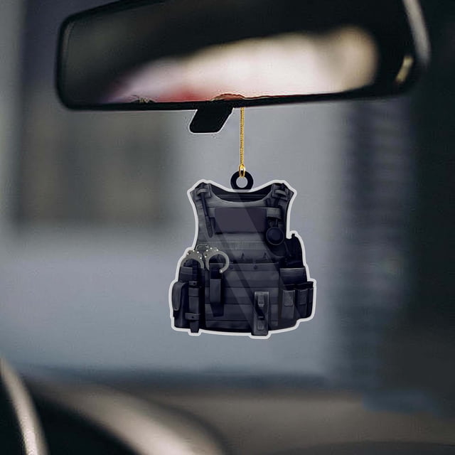 Adorno acrílico para espejo retrovisor de coche con temática de bombero | Decoración colgante para árbol de Navidad | Diseño único de casco y equipo de bomberos, regalo para hombres y niños