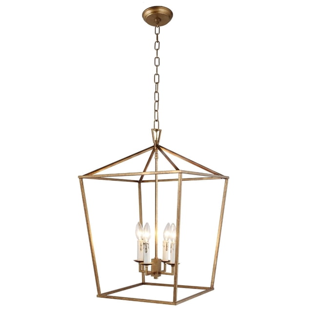 DecoMust Openwork Lantern Pendant Stairway Entry Kitchen Hall Foyer Fixture Chandelier (Gold)