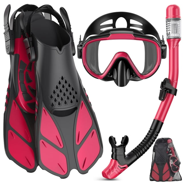 Set 4 en 1 de equipo de snorkel Ubekezele para adultos con bolsa de viaje
