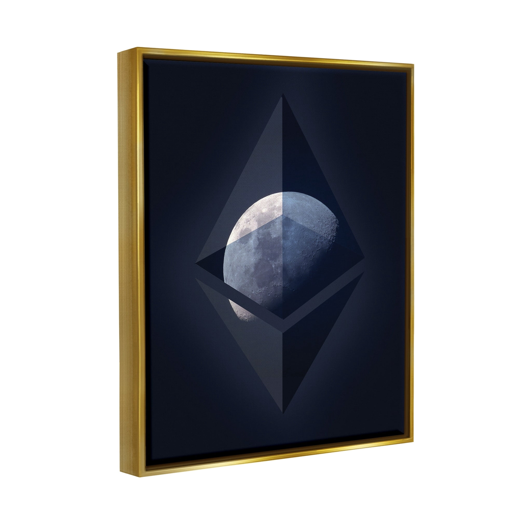 Stupell Industries Ethereum On The Moon Metallic Gold Framed Floating Canvas Wall Art, 24x30, by Daphne Polselli