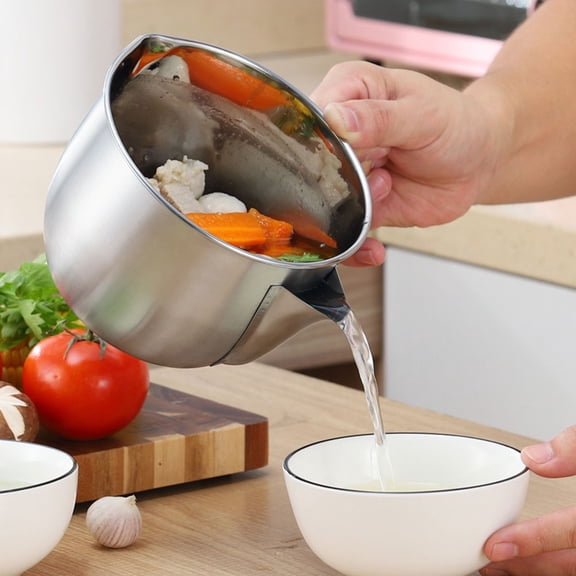 HEANUJJ Stainless Steel Soup Pot with Fat Separator, Ideal for Home and Restaurant Cooking, Kitchen Essential