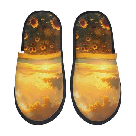 

Tideii Sunflower Sunset Rainfall for Home Indoor Cotton Slippers Autumn and Winter EVA Plush Slippers Household Supplies Unisex-Medium