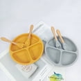 thumbnail image 3 of Plato de suplemento alimenticio de silicona para niños, vajilla de alimentación infantil, compartimento integrado resistente a caídas de tres rejillas, resistente a altas temperaturas, placa sin, 3 of 5