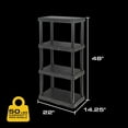 thumbnail image 2 of CX 4-Tier (48" H x 22" W x 14.25" D) Plastic Storage Shelving Unit (Black) 2-Pack, Light Duty, 50lbs Per Shelf Capacity, Indoor Storage and Organization in Home, Garage, Office with Easy Assembly, 2 of 8
