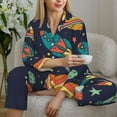 thumbnail image 6 of Fuzoiu Space Print Women's Long-Sleeved Pajama,Lounge Button Down Nightwear,Womens Notch Collar Pajama Set-X-Large, 6 of 7