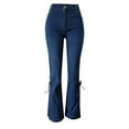 thumbnail image 3 of Women's Mid Rise Tie Waist Denim Jeans Stretchy Flare Pants For Ladies Jean Pants for Women Olive Clothes for Women Two Chicks Leggings High Jean Pants for Women Denim Womens Jean Women Boot Cut Short, 3 of 3