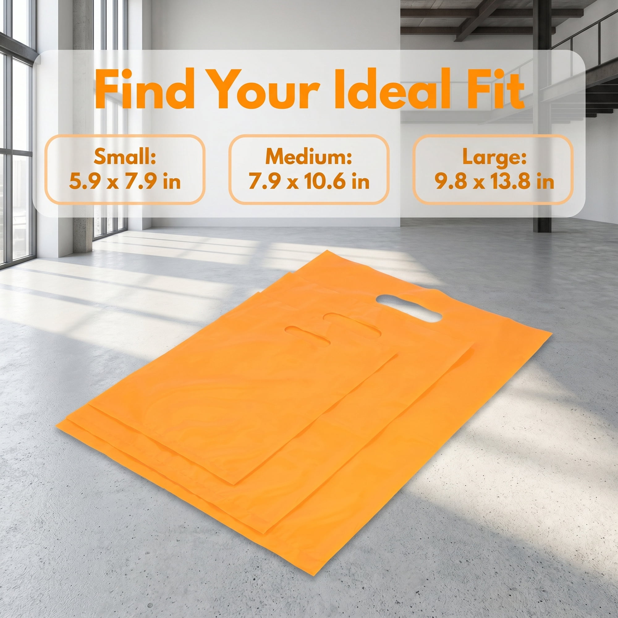 Unique Bargains 50Pcs Premium Waterproof Gift Bags Orange 9.8" x 13.8"