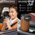 thumbnail image 5 of 30oz Tumbler with Handle, Insulated Stainless Steel Cup with Flip Straw Lid, Leak-Proof & Cup Holder Friendly for Travel and Sports ,Wood Print, 5 of 6