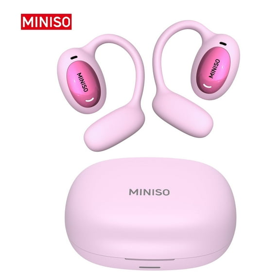 MINISO MS181 Wireless Bluetooth 6.0 Open-Ear Earbuds, AI Translator, Noise-Cancelling Headphones, 130 Languages, for Travel/Gym, Pink Color