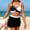 Black, variant on 2 Piece Swimsuit for Women Swim Skirt High Waisted Bikini Sets Colorblock Tummy Control Swimsuit