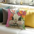thumbnail image 5 of Happy Easter Bunny Decorative Throw Pillow Covers, Hello Peeps Rabbit Eggs Porch Patio Outdoor Pillowcase, Colorful Stripes Plaid Farmhouse Cushion Case Home Decor, 5 of 5