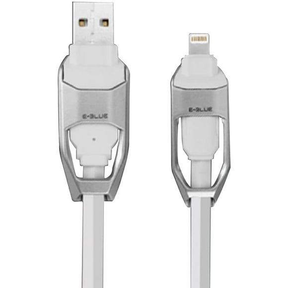 E-Blue EMC003SLAA-NU Apple/Android 2-in-1 USB Cable, Silver