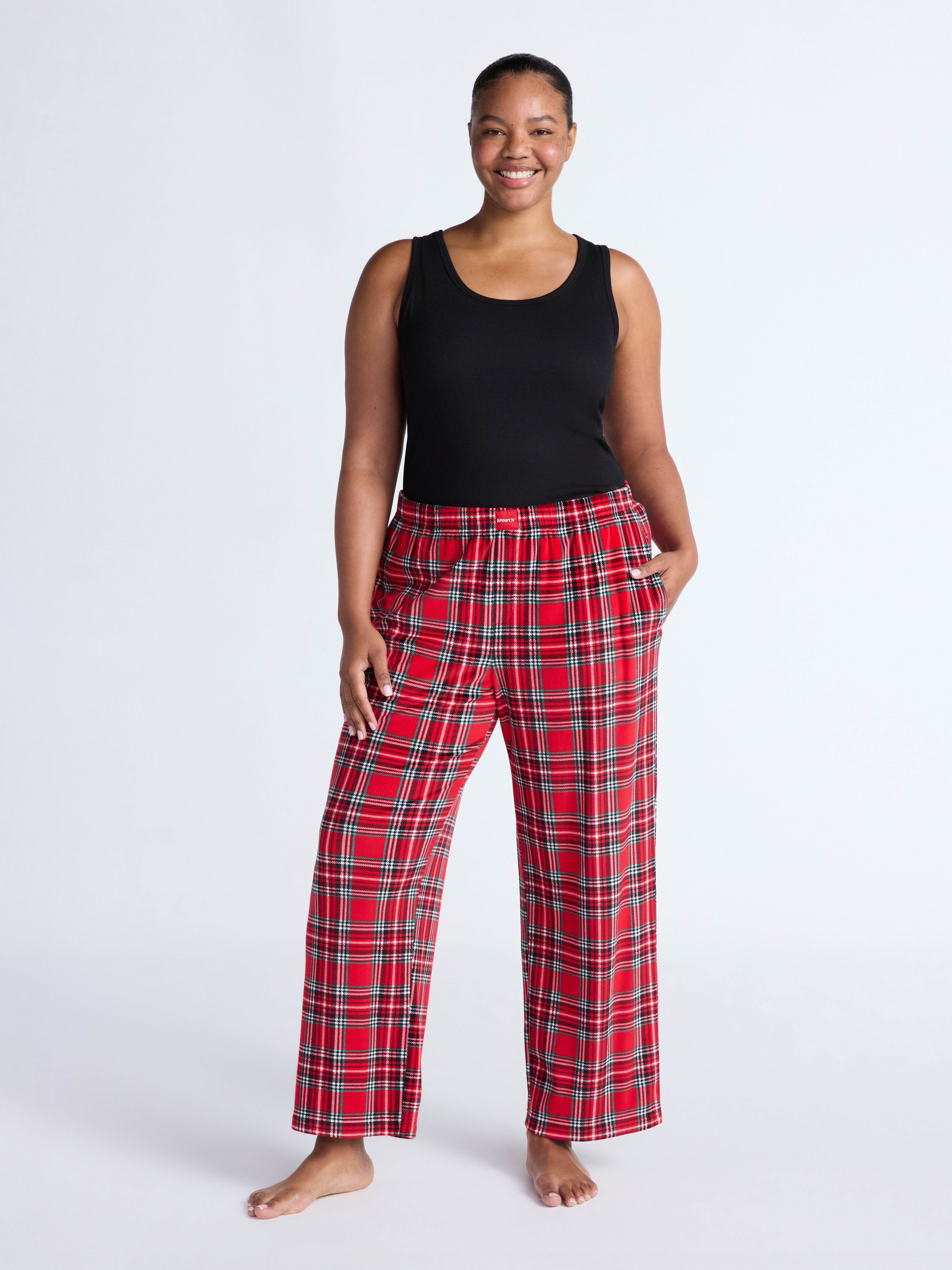Joyspun Women's Velour Wide-Leg Sleep Pants, Size XS-3X