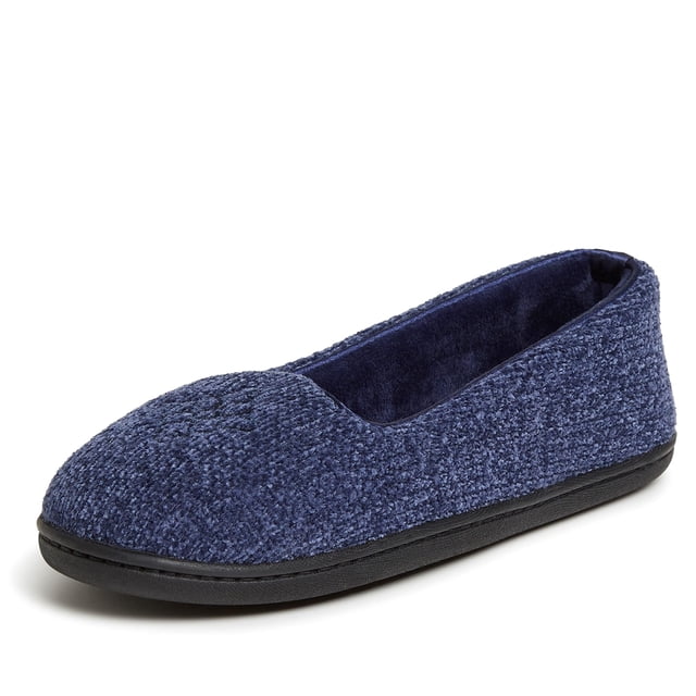 Dearfoams Rebecca - Pantuflas de terciopelo de microfibra con espalda cerrada y anchos para mujer, Piloto, 5-6