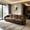 Brown + Chenille + 3 Seat, variant on AUU Pleated Design Cozy Chenille Fabric 3-Seater Modular Sofa, High-Density Ergonomic Foam Seat, Curved Round Armrests with 2 Round Throw Pillows
