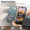 thumbnail image 4 of For IPhone 12 Pro Max Leather Phone Case Wallet Heart-shaped Zipper Pocket Pouch Folio Flip Cover Kickstand, Multi Anti-theft Multi-Card Holder Cash Slot, Double Magnetic Buckle, Wrist Lanyard,green, 4 of 8