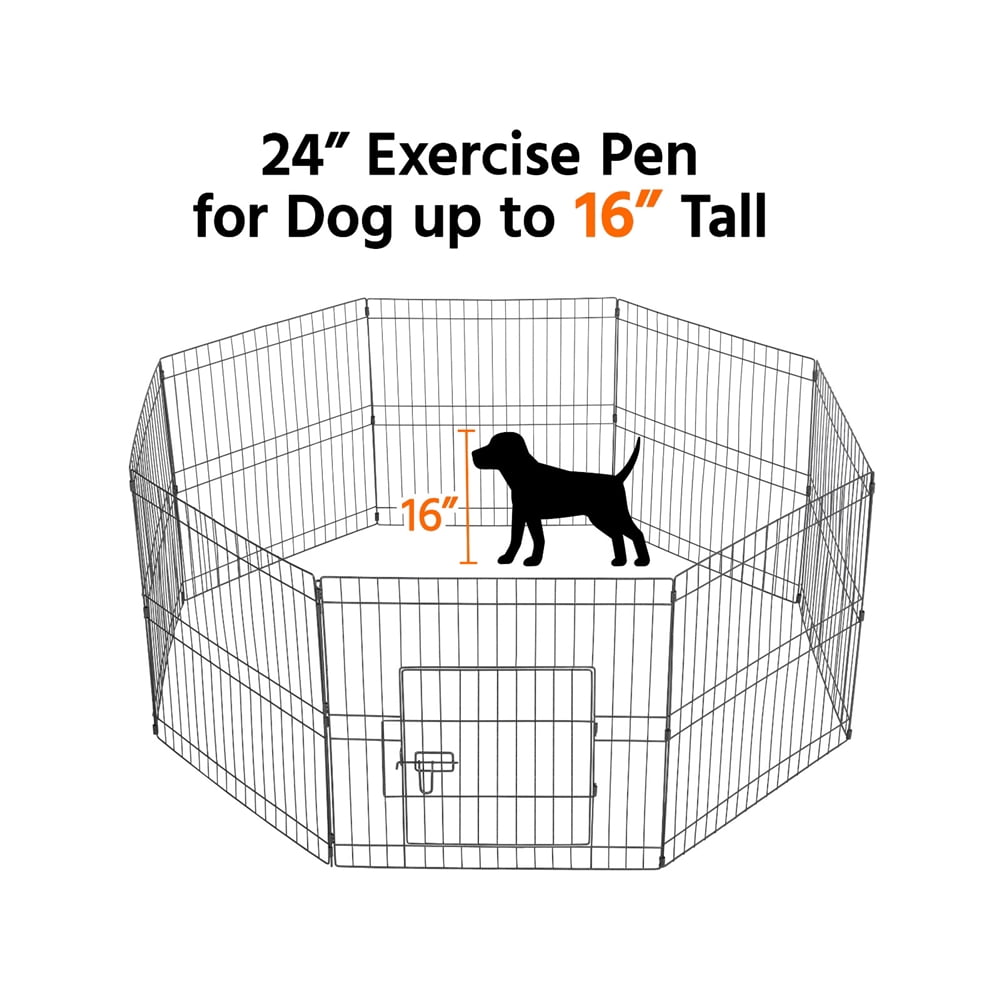 Alden Design 24in 8 Panel Pet Playpen for Dogs, Metal, Black