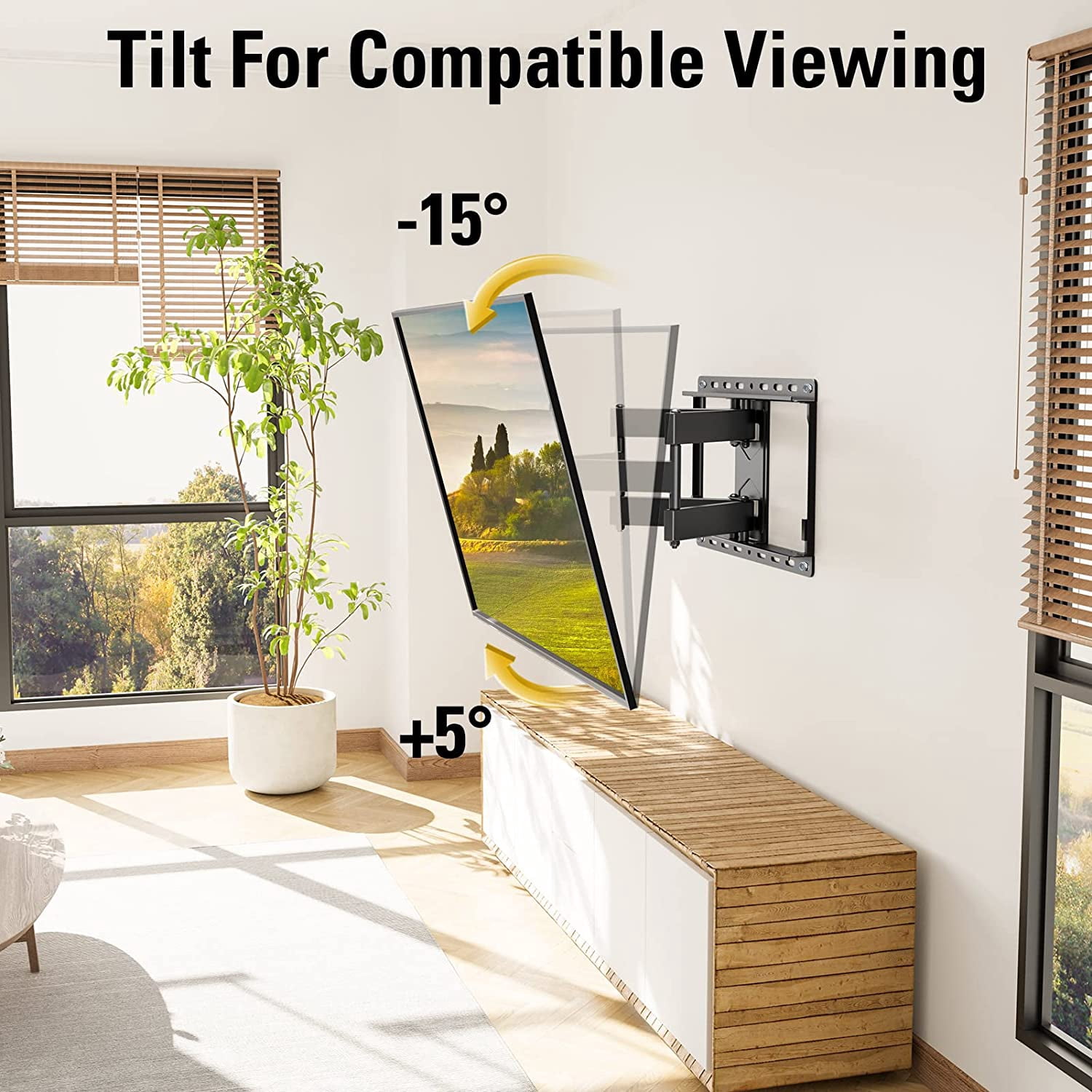 Wall Mount for 32-65 Inch Television,Mount with Swivel and Tilt, Full Motion Bracket with Articulating Dual Arms, Fits 16inch Studs, Max VESA 400X400 mm, 99lbs
