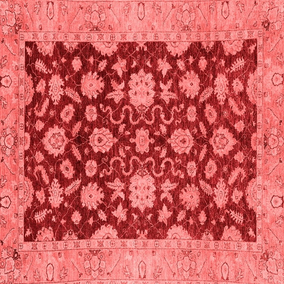 Ahgly Company Indoor Square Abstract Red Modern Area Rugs, 3' Square