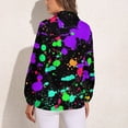 thumbnail image 3 of Neon Paint Loose Blouse Pretty Splatter Print Casual Oversize Blouses Female Long Sleeve Trendy Shirt Summer Custom Clothes, 3 of 7