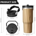 thumbnail image 4 of 30oz Tumbler with Handle, Insulated Stainless Steel Cup with Flip Straw Lid, Leak-Proof & Cup Holder Friendly for Travel and Sports ,Wood Print, 4 of 6