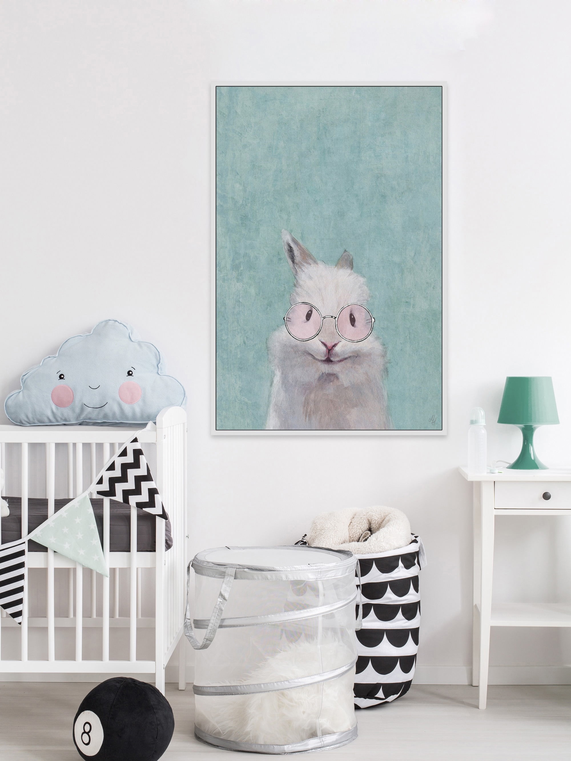 Peeking Pinky Floater Framed Painting Print on Canvas