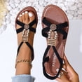 thumbnail image 6 of Wide Width Shoes for Women, Wide Width Sandals for Women, Womens Sandals Dressy Summer: Comfortable Bohemian Flats Elastic Ankle Strap Walking Vacation Shoes 2026 Women Footwear, Brown 6.5, 6 of 8