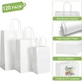 thumbnail image 3 of TOMNK 120pcs White Paper Bags with Handles Mixed Size Bulk Kraft Paper Gift Bags for Business, Shopping, Retail, Merchandise, 3 of 14