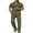 Army Green, variant on COOFANDY Men' Summer Beach Outfits 2 Piece Short Sleeve Shirts and Casual Pants Vacation Linen Sets