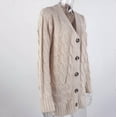 thumbnail image 4 of Abcnature Womens Boho Patchwork Cardigan Long Sleeve Open Front Knit Sweaters Coat Pockets Khaki XL, 4 of 4