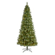 Nearly Natural 9ft. Wisconsin Slim Snow Tip Pine Artificial Christmas Tree with 800 Clear LED Lights